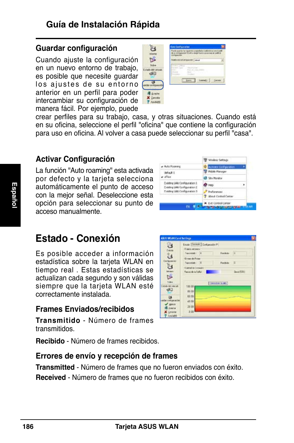 Estado - conexión, Guía de instalación rápida | Asus WL-169gE User Manual | Page 187 / 309