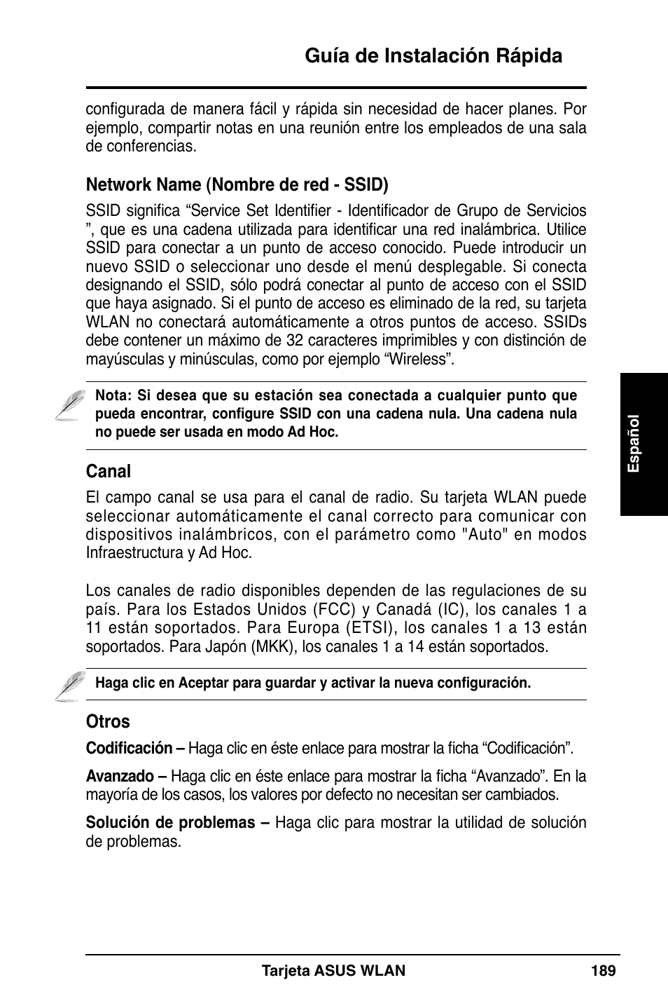 Guía de instalación rápida | Asus WL-169gE User Manual | Page 190 / 309