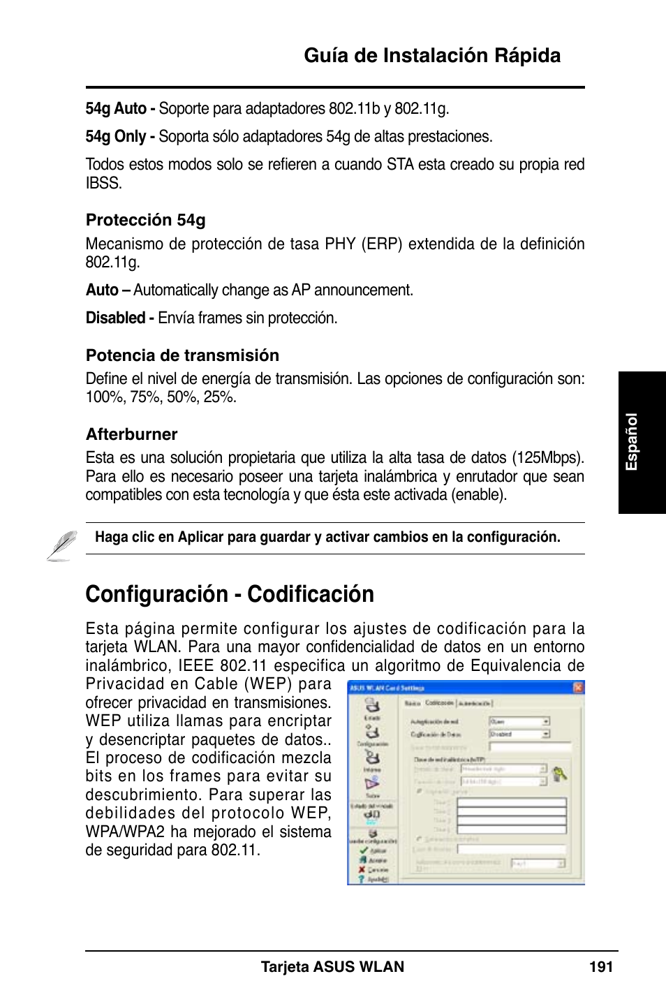 Configuración - codificación, Guía de instalación rápida | Asus WL-169gE User Manual | Page 192 / 309