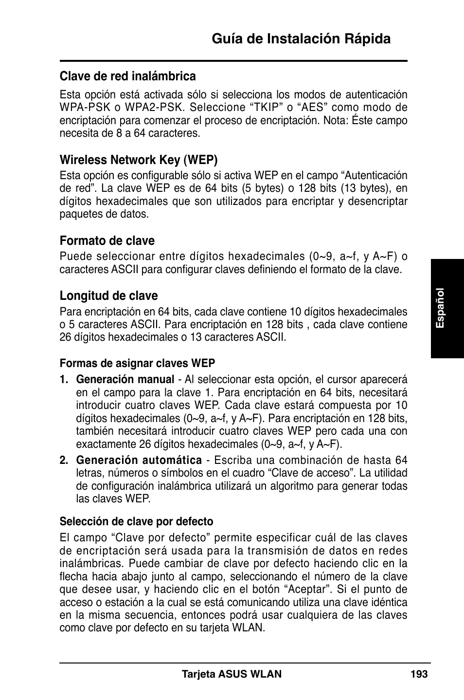 Guía de instalación rápida | Asus WL-169gE User Manual | Page 194 / 309