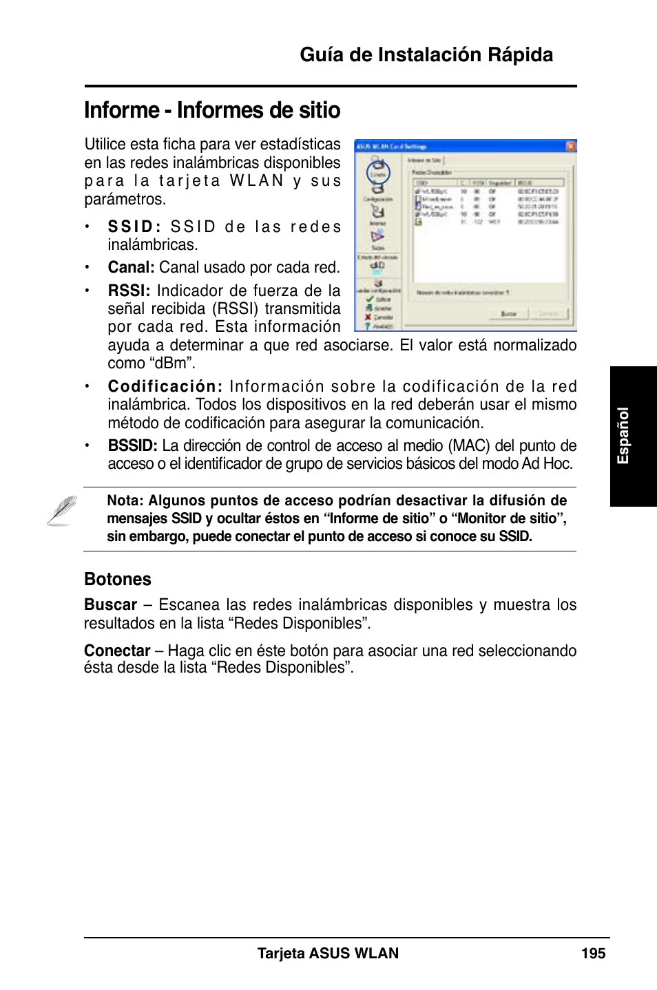 Informe - informes de sitio, Guía de instalación rápida | Asus WL-169gE User Manual | Page 196 / 309