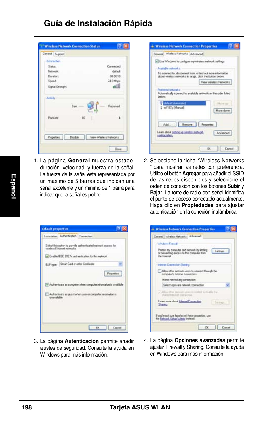 Guía de instalación rápida | Asus WL-169gE User Manual | Page 199 / 309