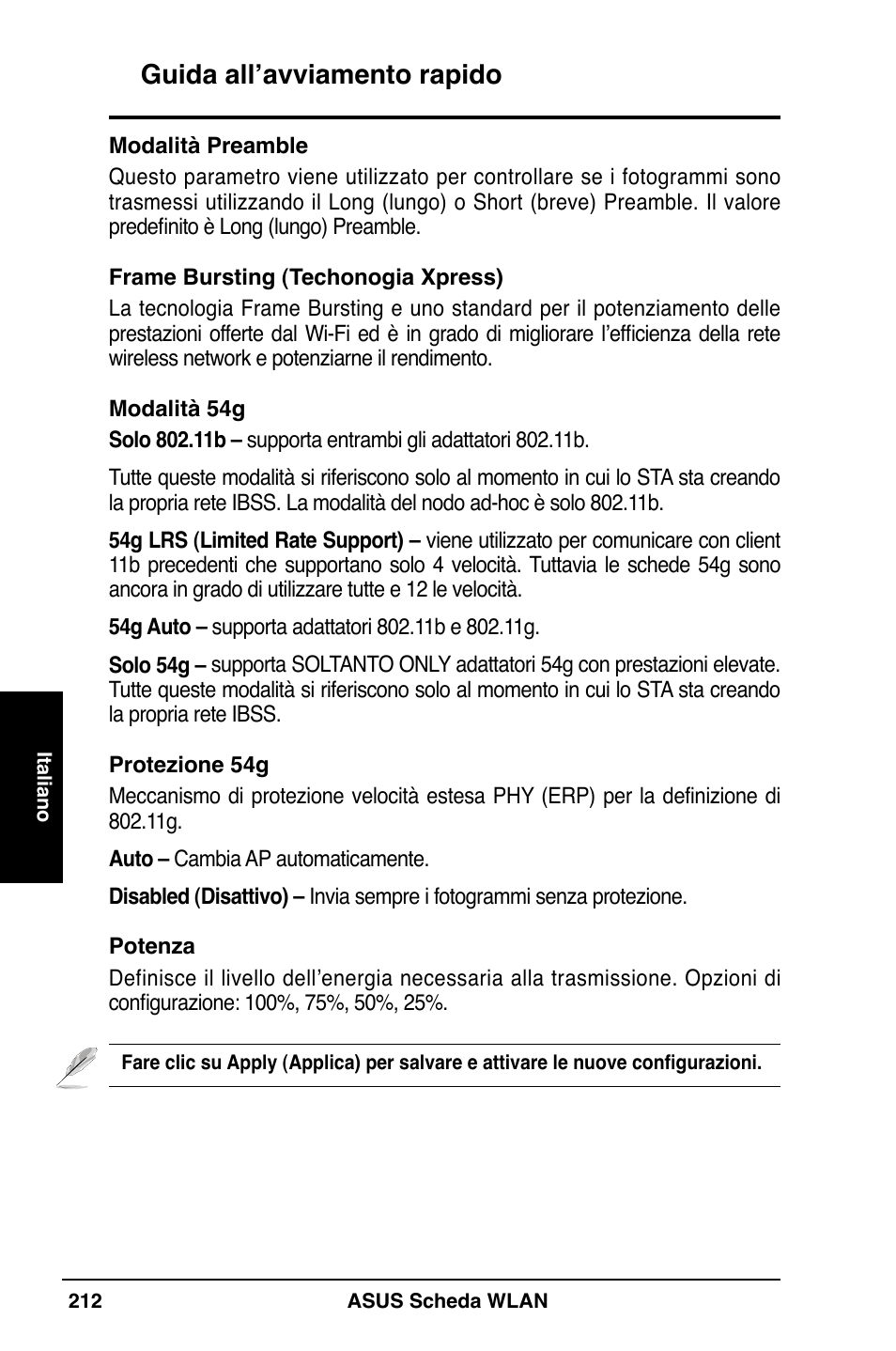 Guida all’avviamento rapido | Asus WL-169gE User Manual | Page 213 / 309