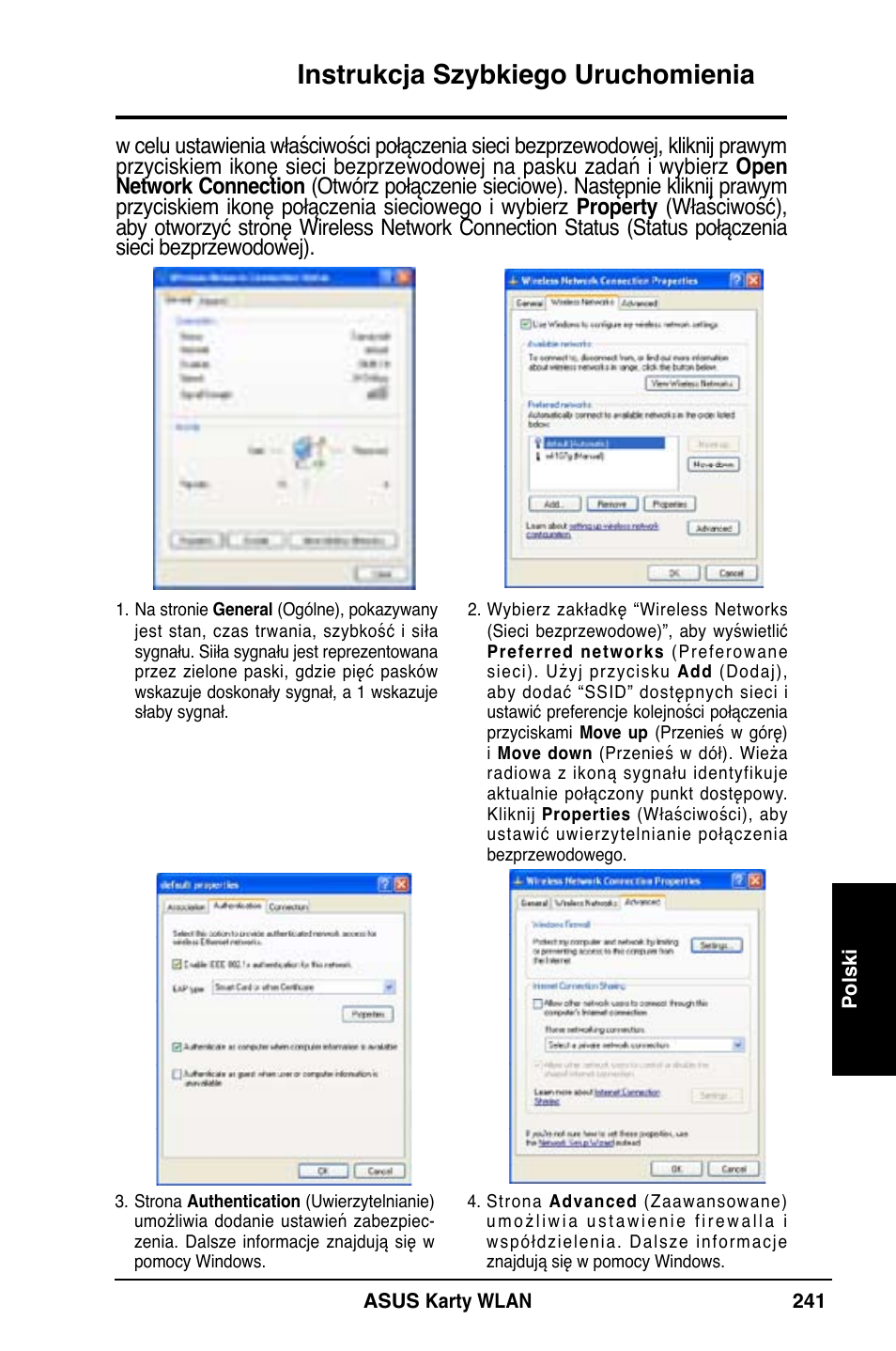 Instrukcja szybkiego uruchomienia | Asus WL-169gE User Manual | Page 242 / 309
