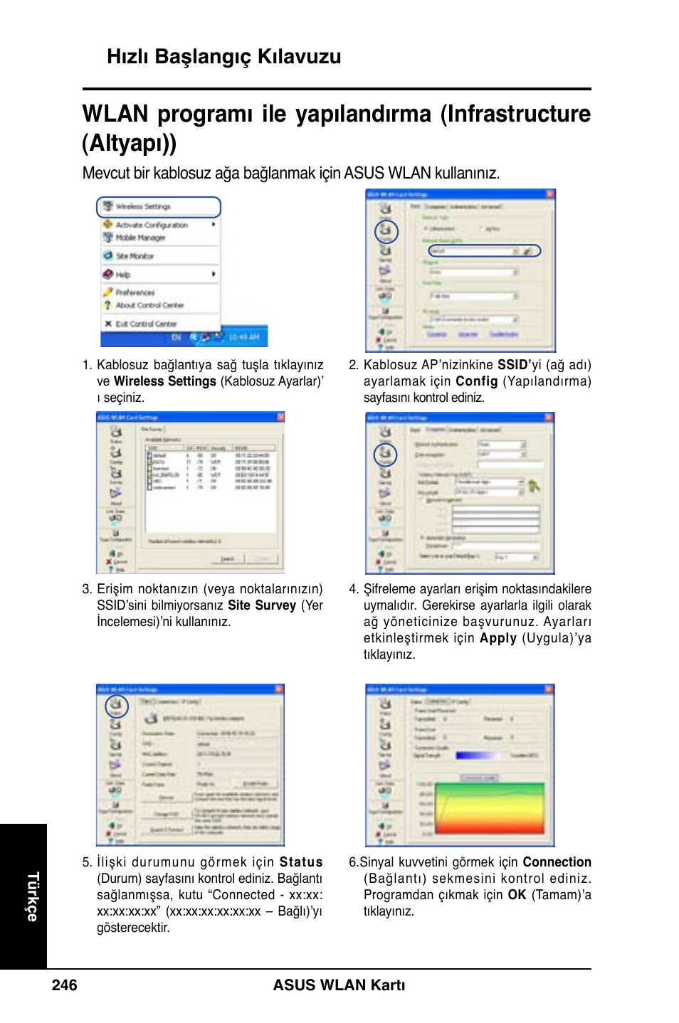 Hızlı başlangıç kılavuzu | Asus WL-169gE User Manual | Page 247 / 309