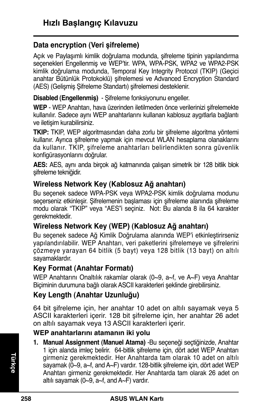 Hızlı başlangıç kılavuzu | Asus WL-169gE User Manual | Page 259 / 309