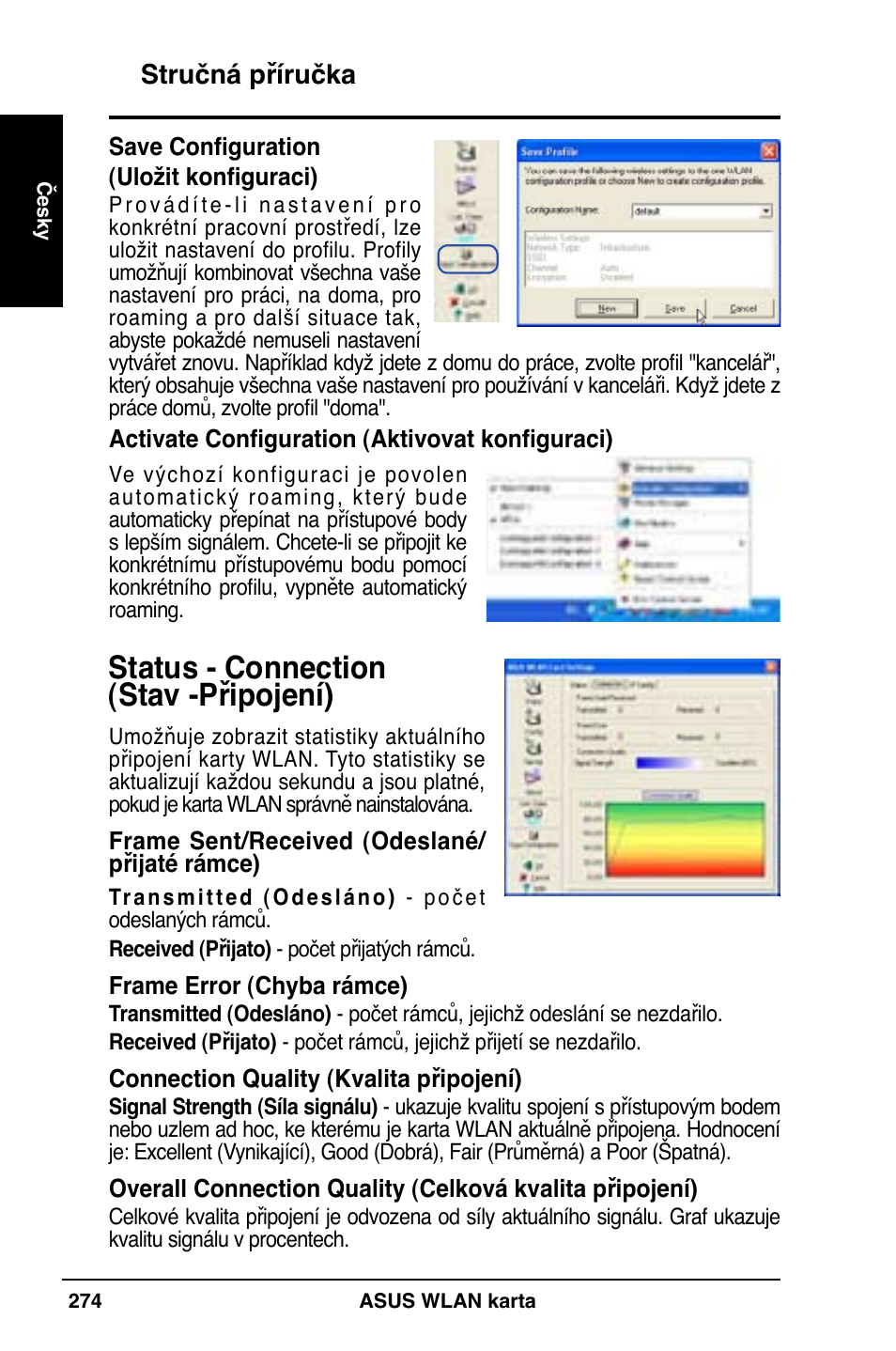 Status - connection (stav -připojení) | Asus WL-169gE User Manual | Page 275 / 309