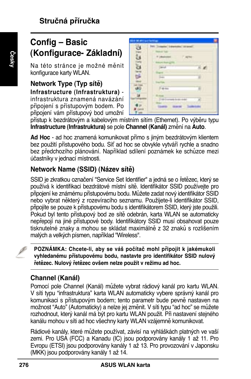 Config – basic (konfigurace- základní), Stručná příručka | Asus WL-169gE User Manual | Page 277 / 309