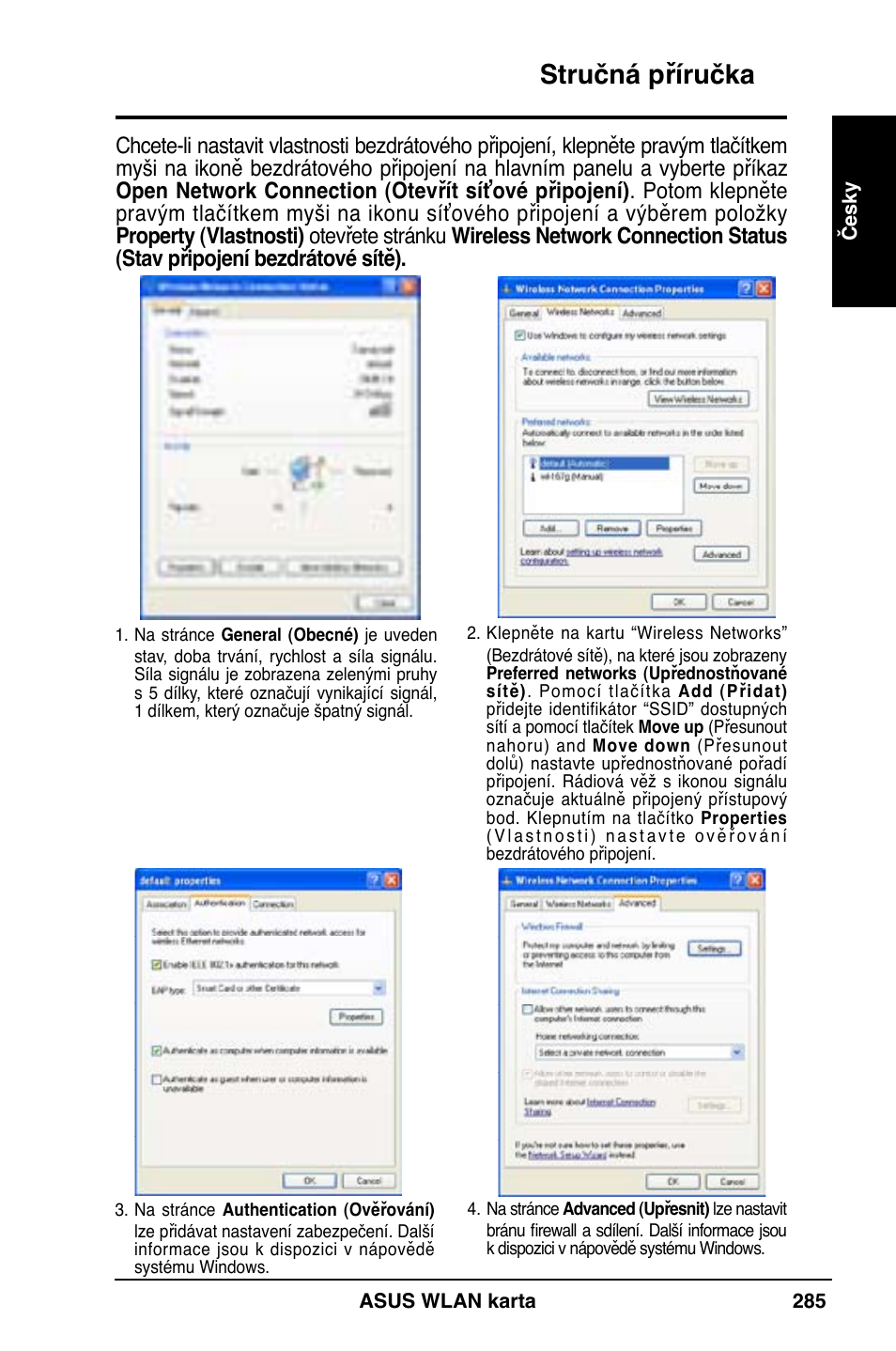 Stručná příručka | Asus WL-169gE User Manual | Page 286 / 309