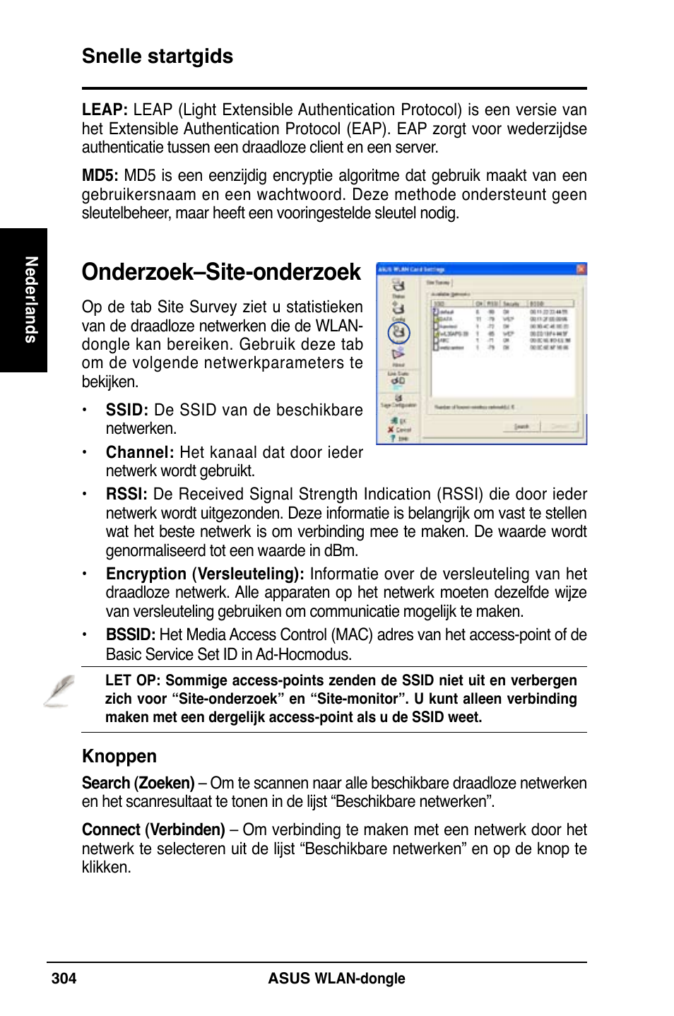 Onderzoek–site-onderzoek, Snelle startgids | Asus WL-169gE User Manual | Page 305 / 309