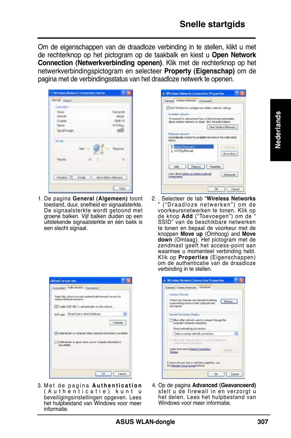 Snelle startgids | Asus WL-169gE User Manual | Page 308 / 309