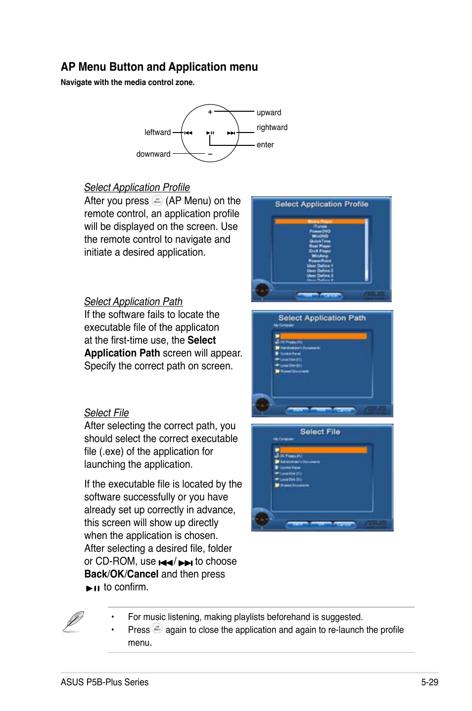 Ap menu button and application menu | Asus P5B-Plus VISTA Edition User Manual | Page 139 / 172