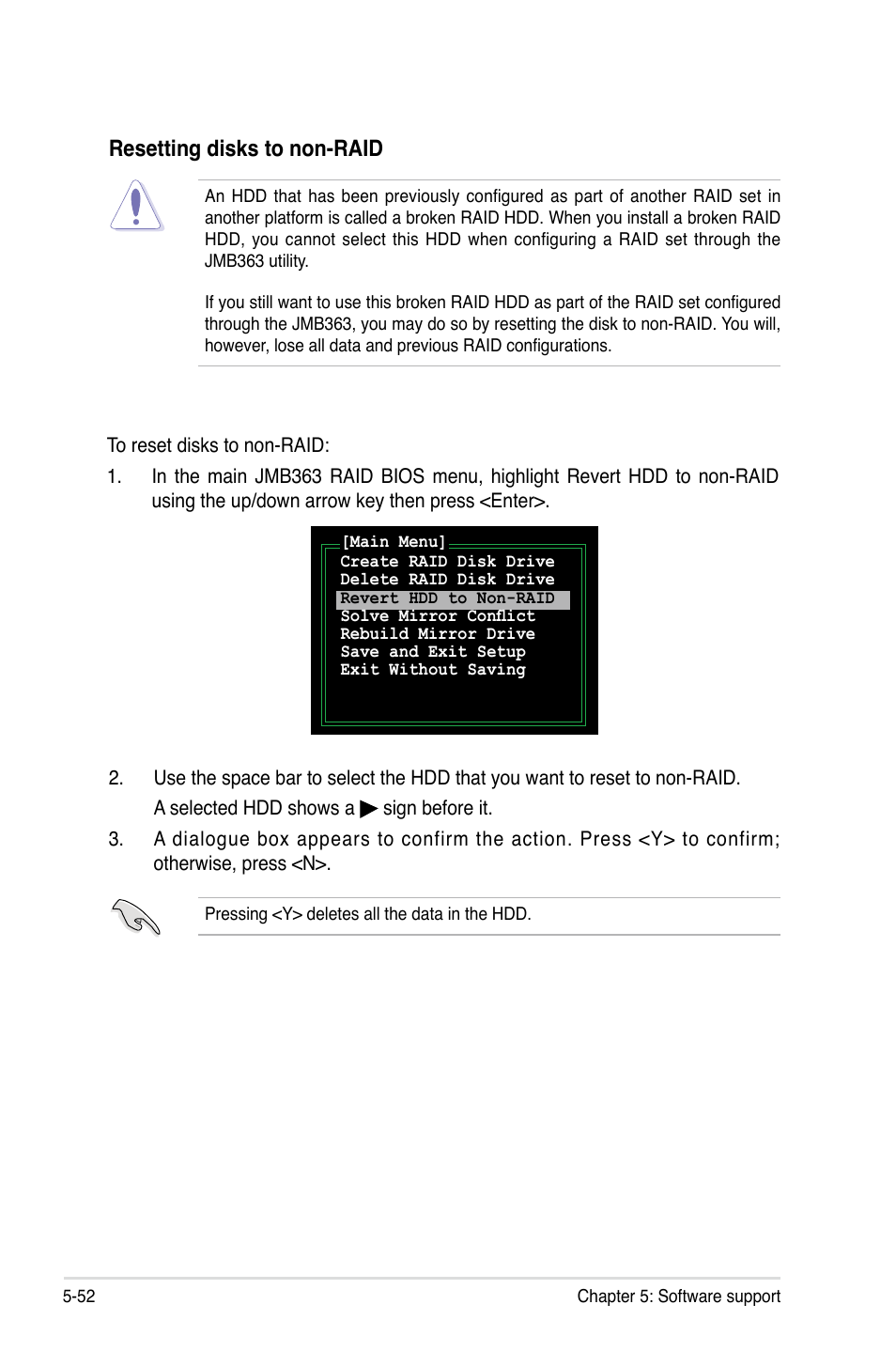 Resetting disks to non-raid | Asus P5B-Plus VISTA Edition User Manual | Page 162 / 172