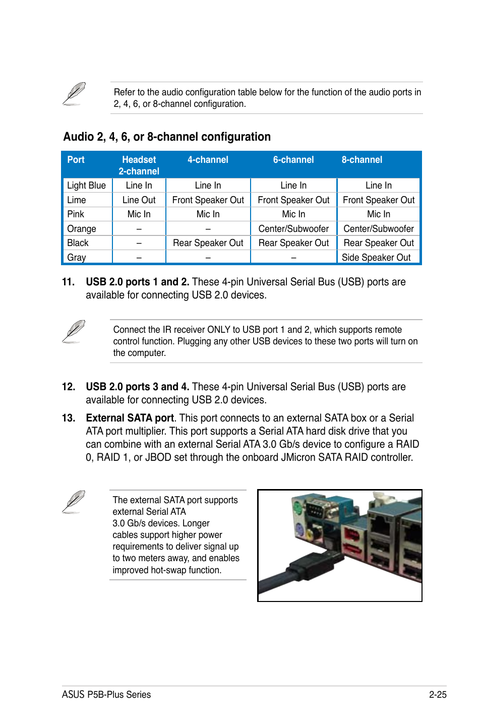 Audio 2, 4, 6, or 8-channel configuration | Asus P5B-Plus VISTA Edition User Manual | Page 51 / 172