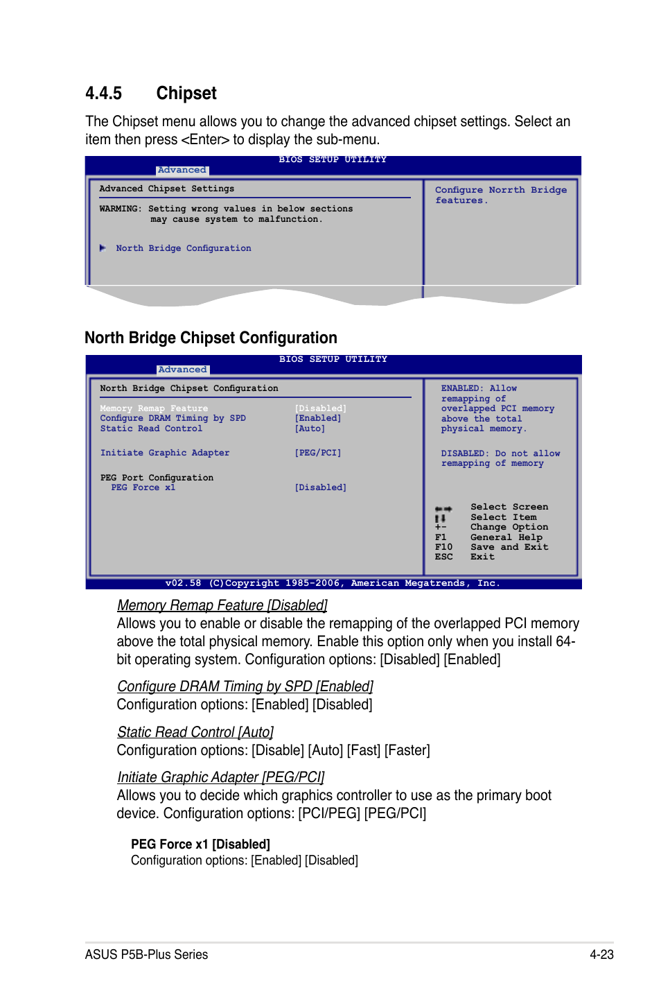 5 chipset, North bridge chipset configuration | Asus P5B-Plus VISTA Edition User Manual | Page 93 / 172