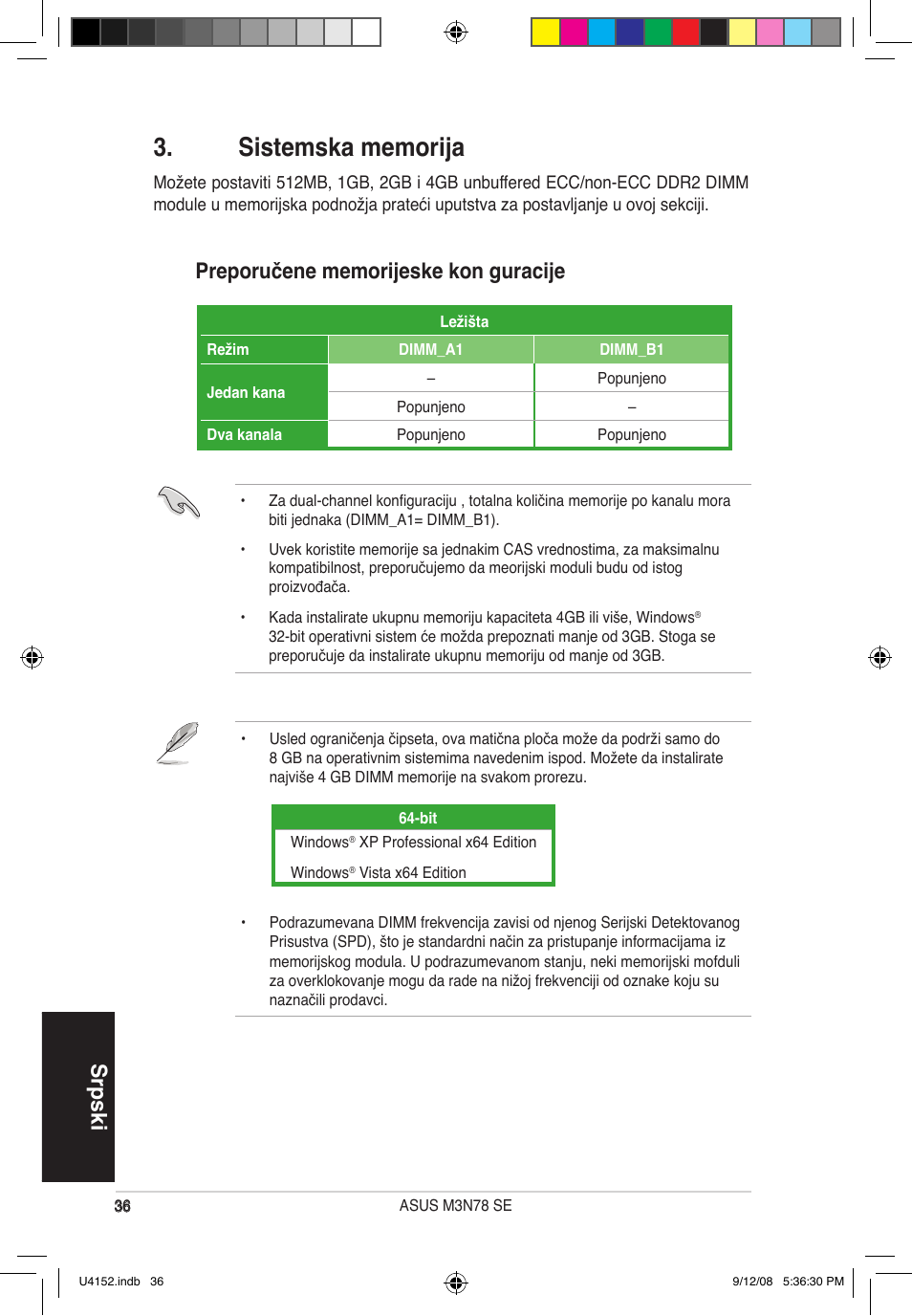 Srpski | Asus M3N78 SE User Manual | Page 36 / 38