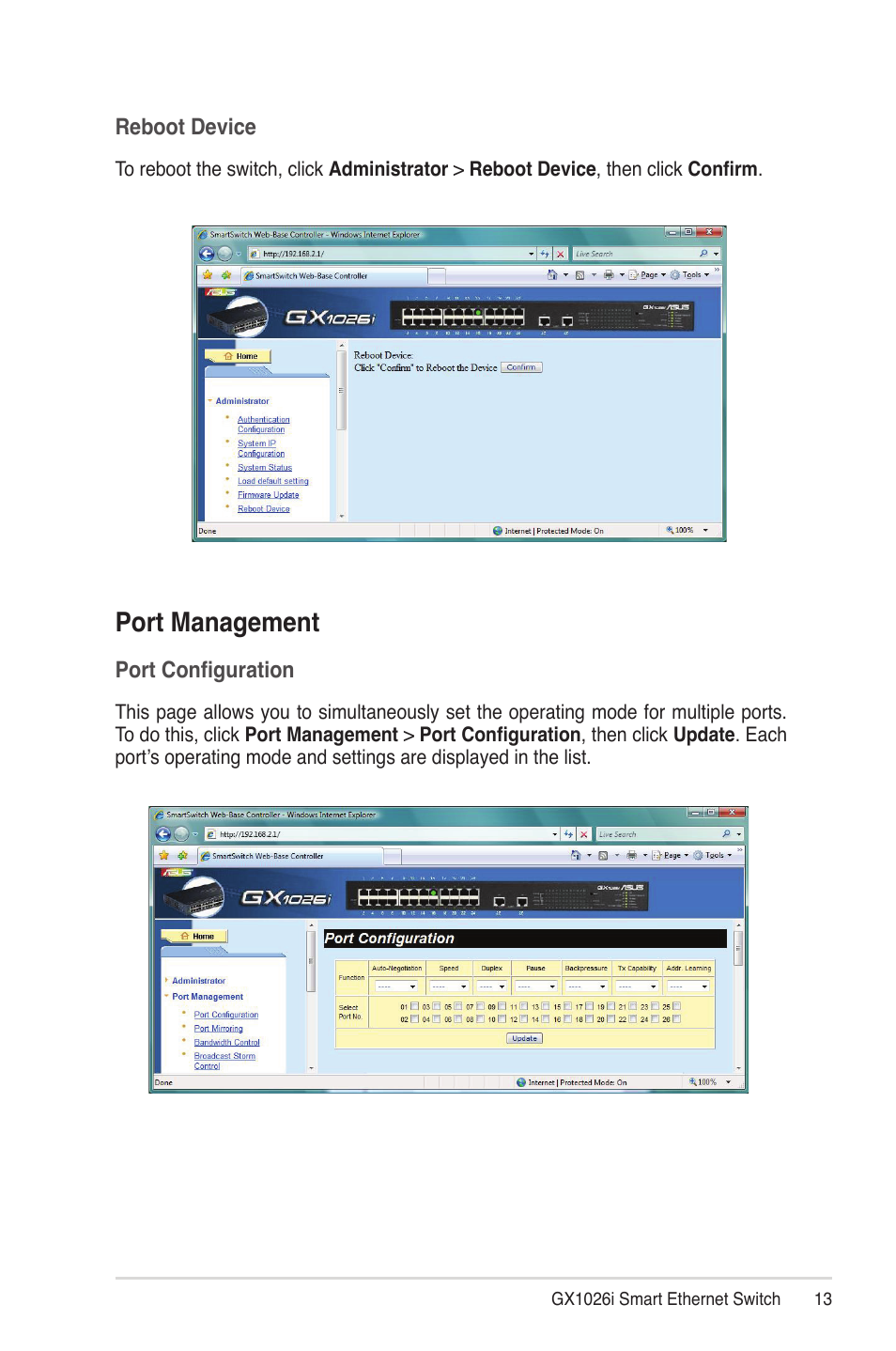 Port management | Asus GX1026i User Manual | Page 13 / 26