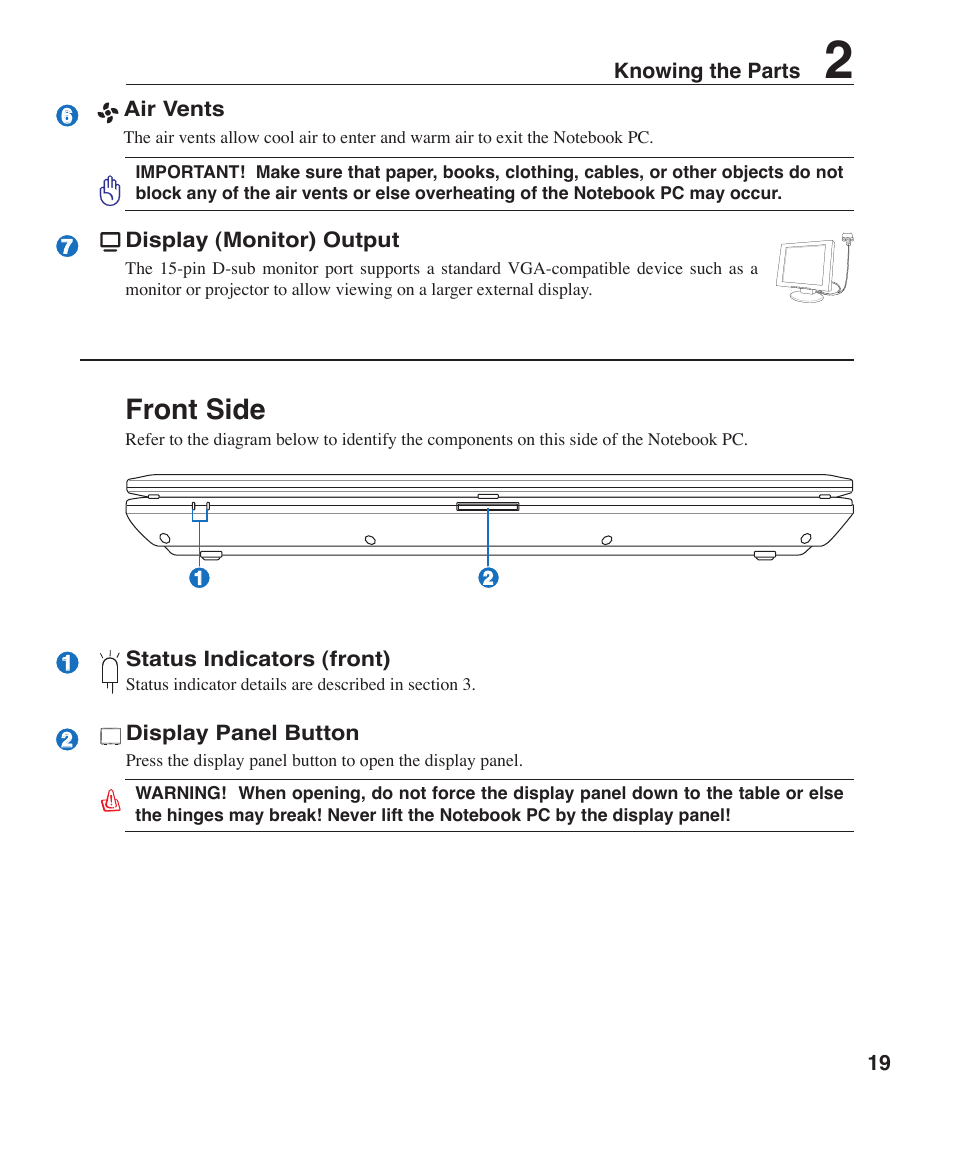 Front side | Asus Z35F User Manual | Page 19 / 69