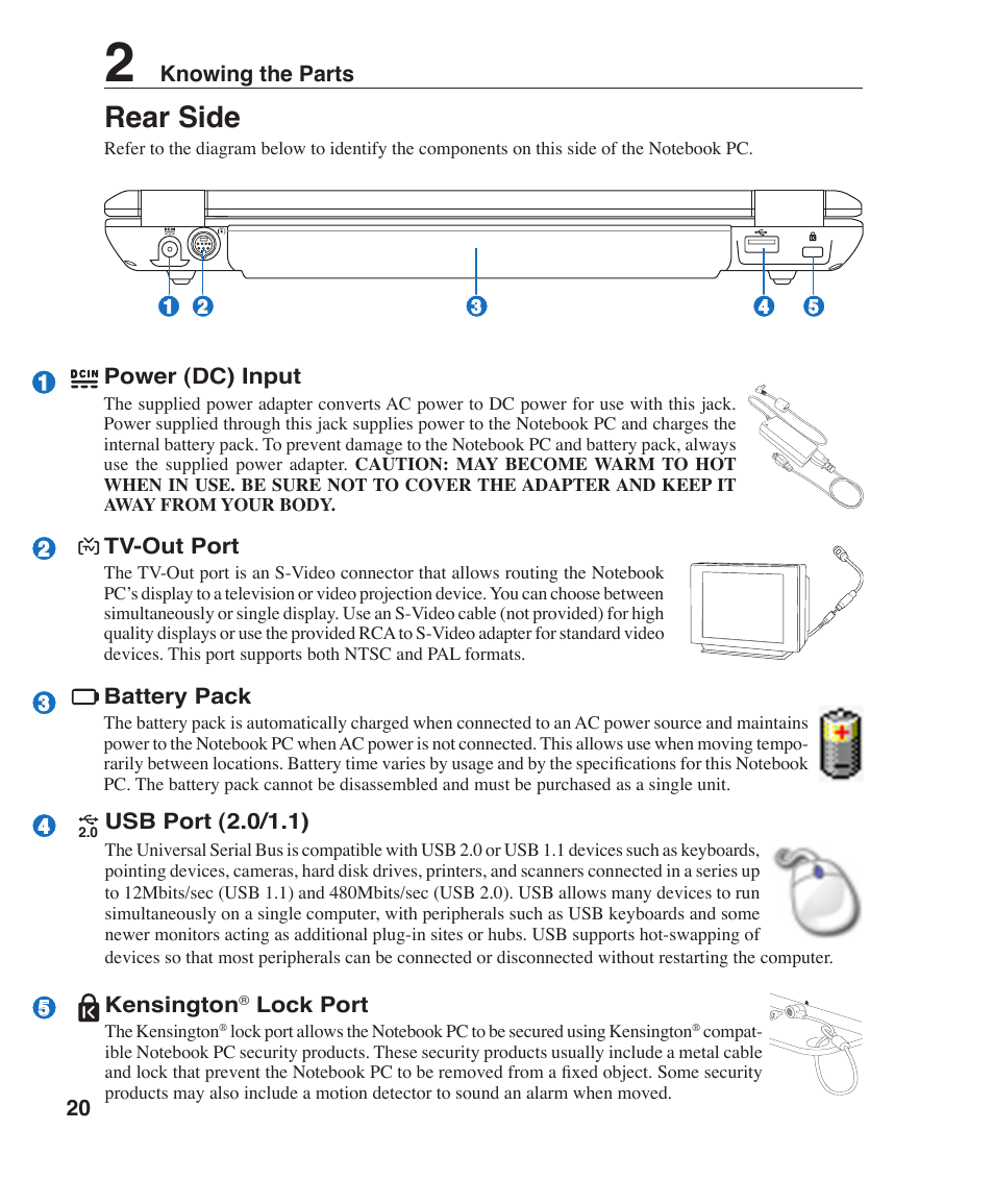 Rear side | Asus Z35F User Manual | Page 20 / 69