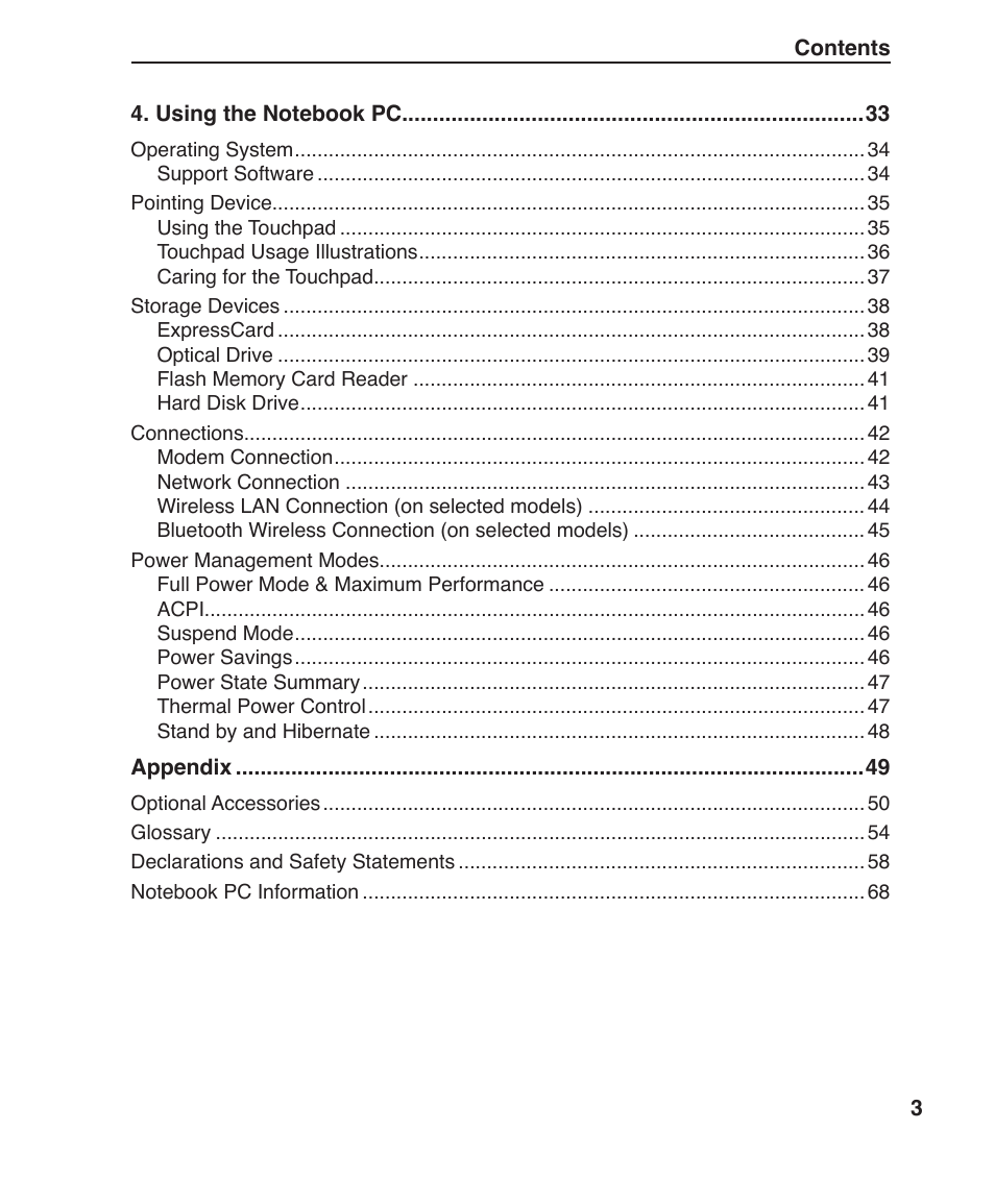 Asus Z35F User Manual | Page 3 / 69