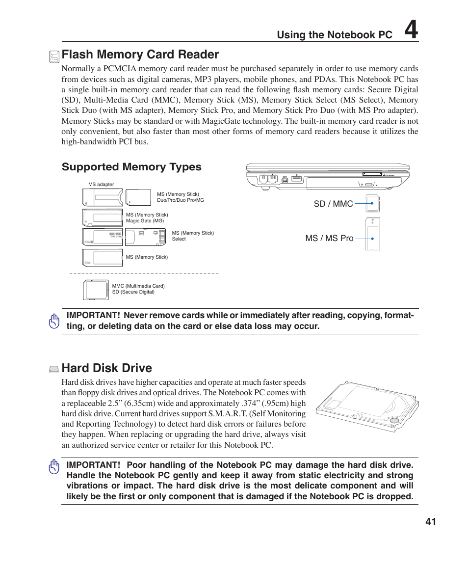 Hard disk drive | Asus Z35F User Manual | Page 41 / 69