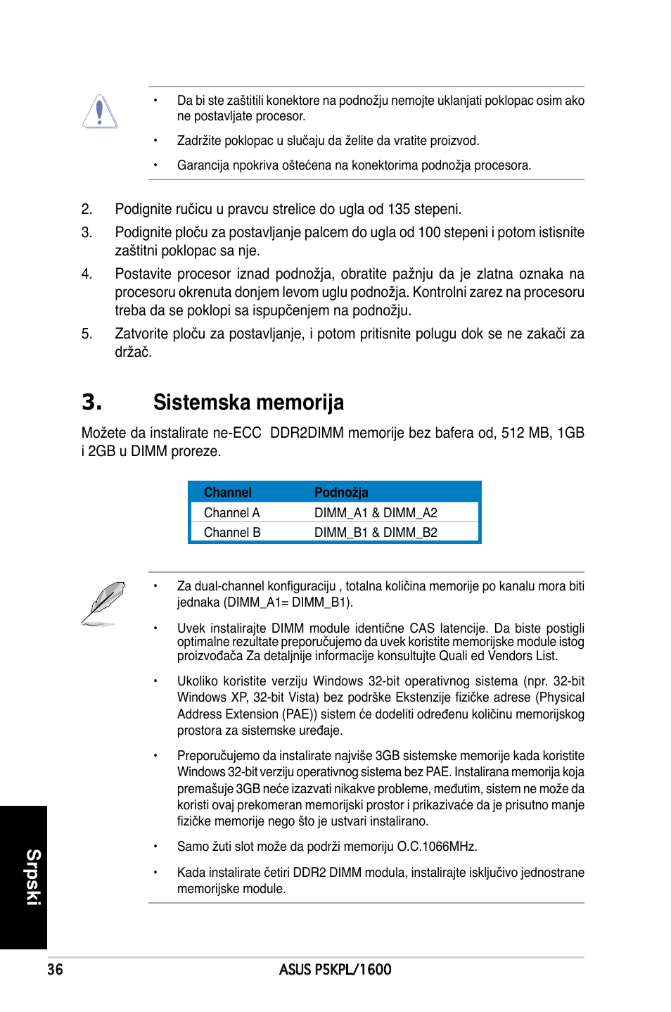 Srpski | Asus P5KPL/1600 User Manual | Page 36 / 38