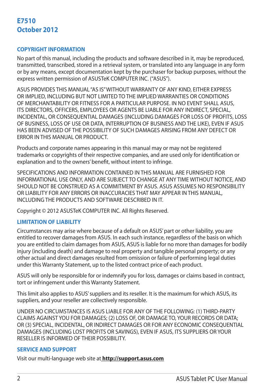 Asus VivoTab RT User Manual | Page 2 / 78