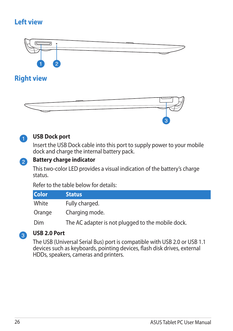 Left view right view | Asus VivoTab RT User Manual | Page 26 / 78