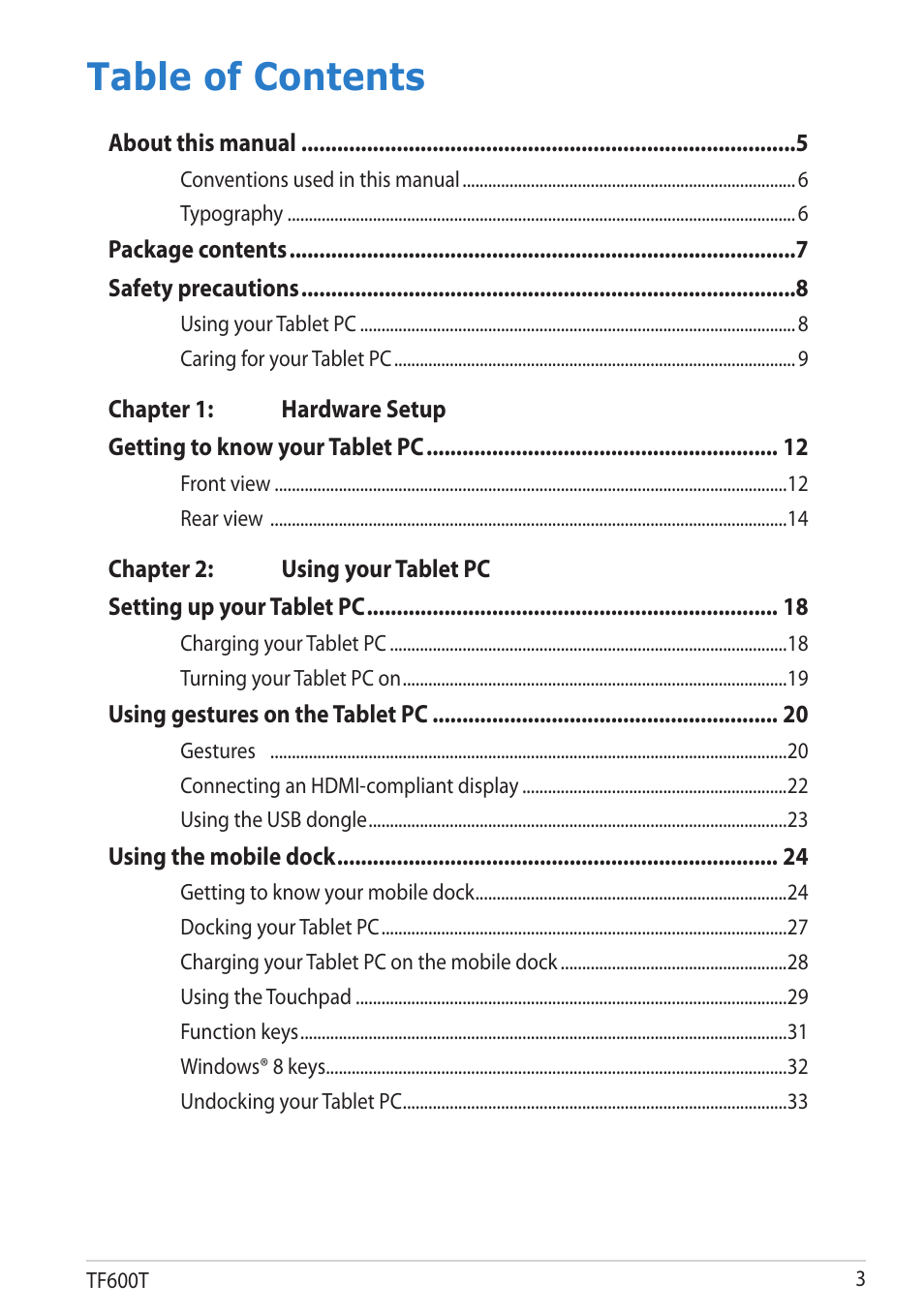 Asus VivoTab RT User Manual | Page 3 / 78