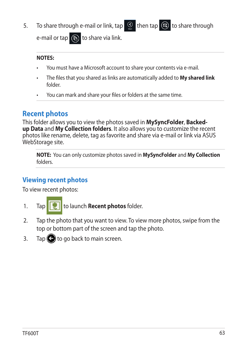 Recent photos | Asus VivoTab RT User Manual | Page 63 / 78