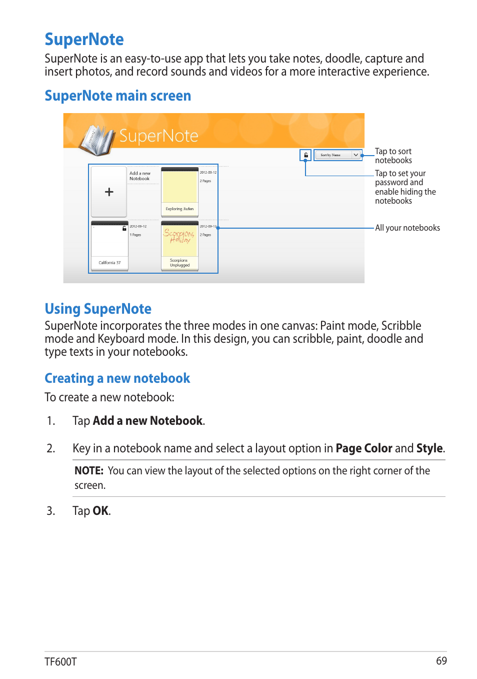 Supernote | Asus VivoTab RT User Manual | Page 69 / 78