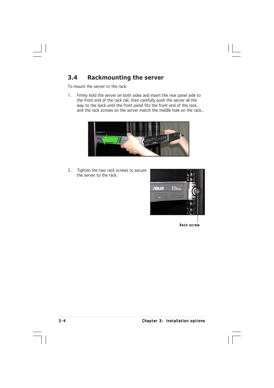 4 rackmounting the server | Asus AP1600R-E2(BI2) User Manual | Page 44 / 140
