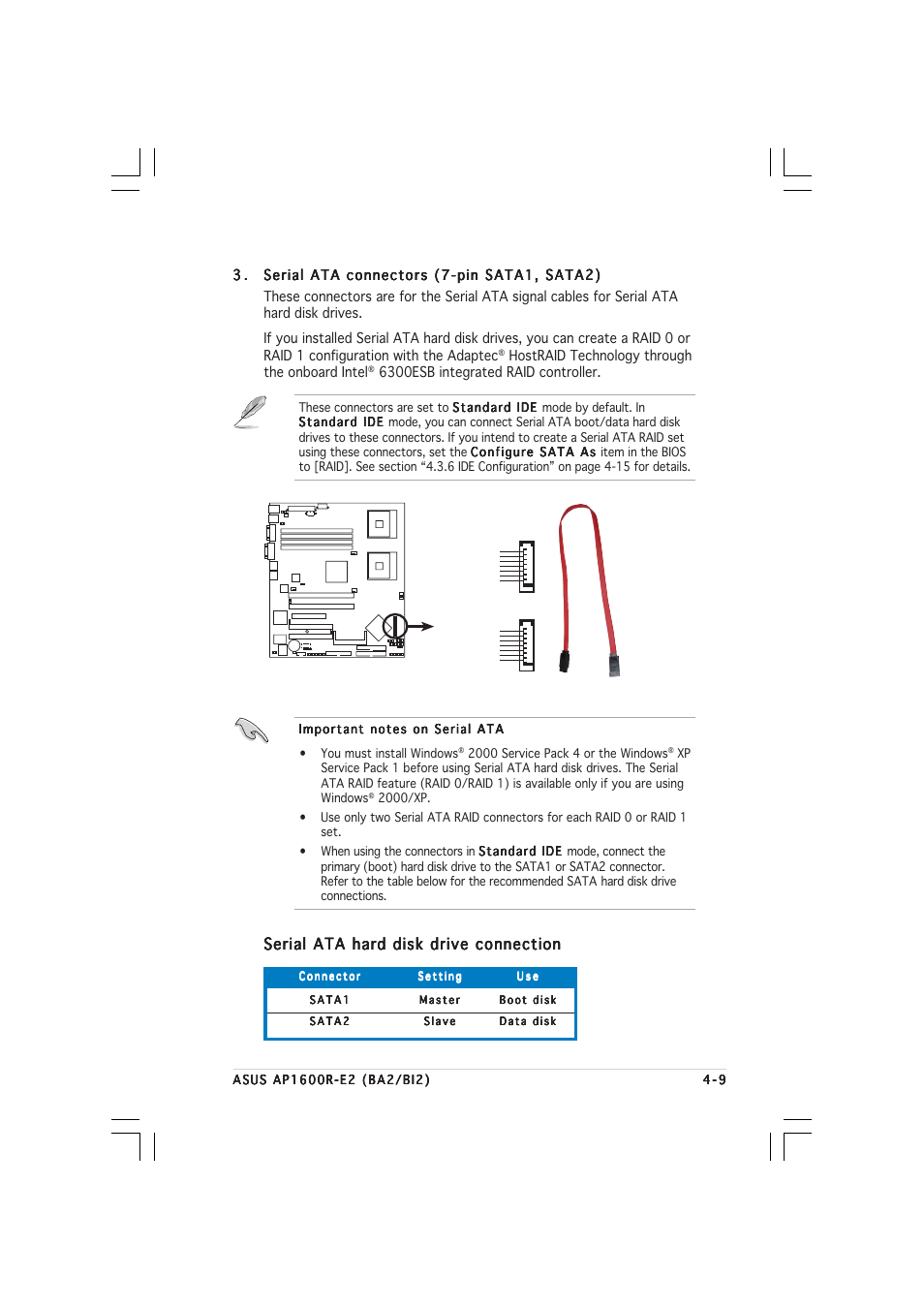 Serial ata hard disk drive connection | Asus AP1600R-E2(BI2) User Manual | Page 53 / 140