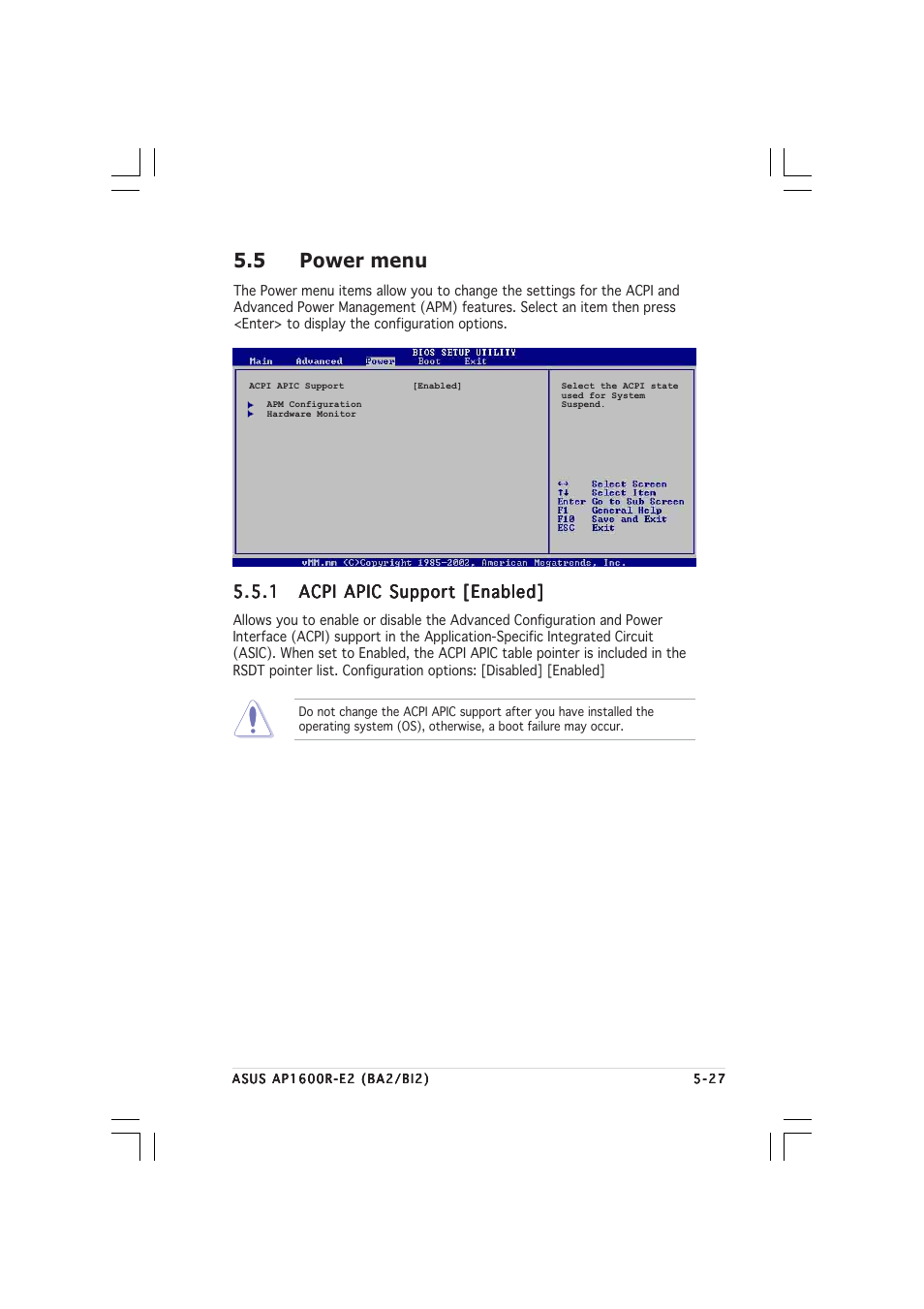 5 power menu | Asus AP1600R-E2(BI2) User Manual | Page 87 / 140
