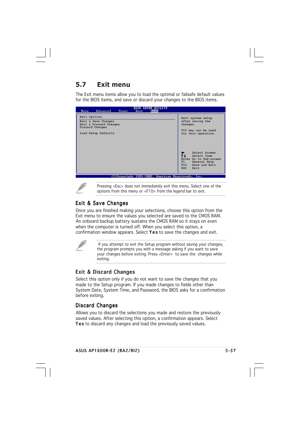 7 exit menu | Asus AP1600R-E2(BI2) User Manual | Page 97 / 140