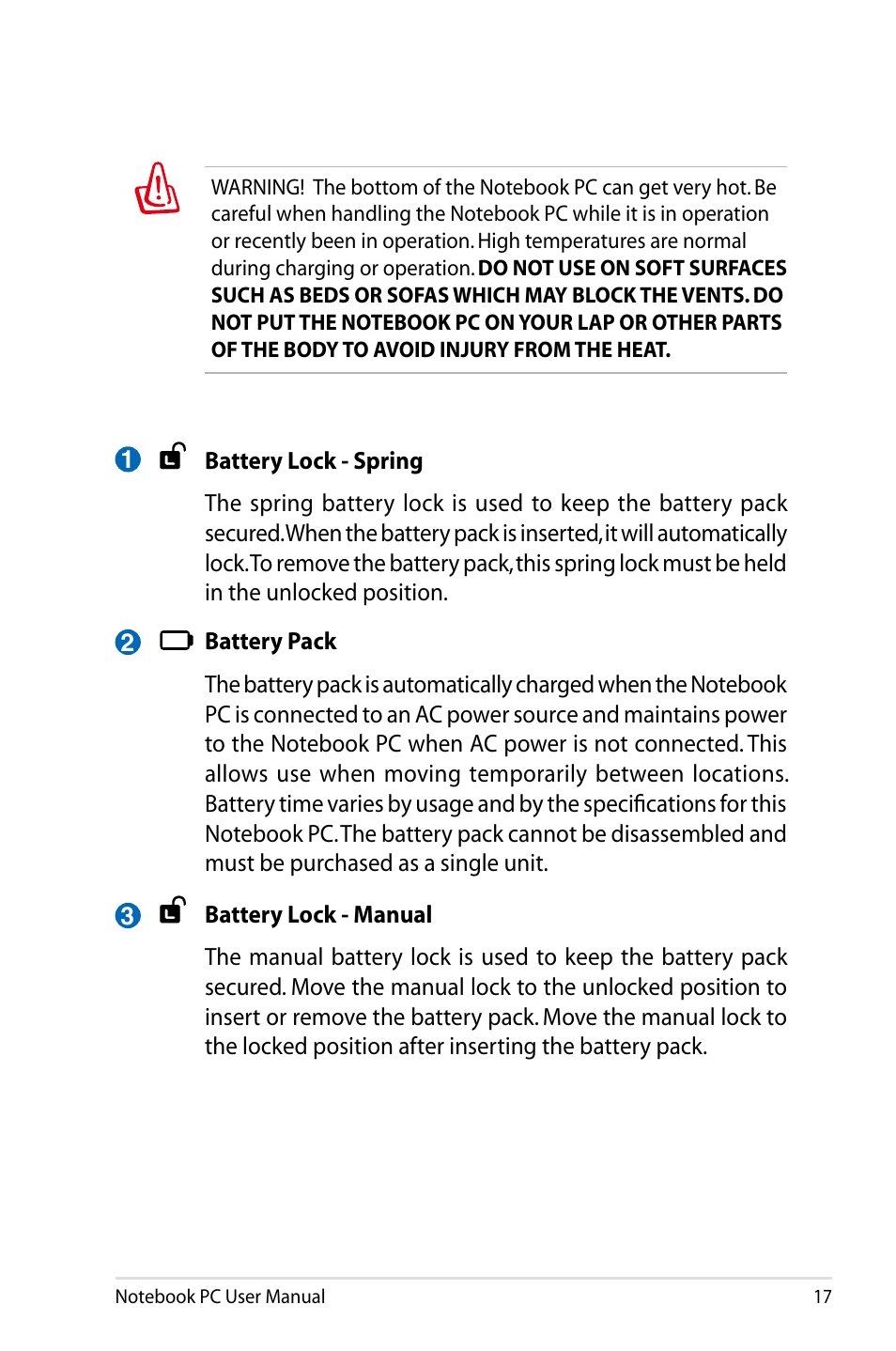 Asus X75A User Manual | Page 17 / 116