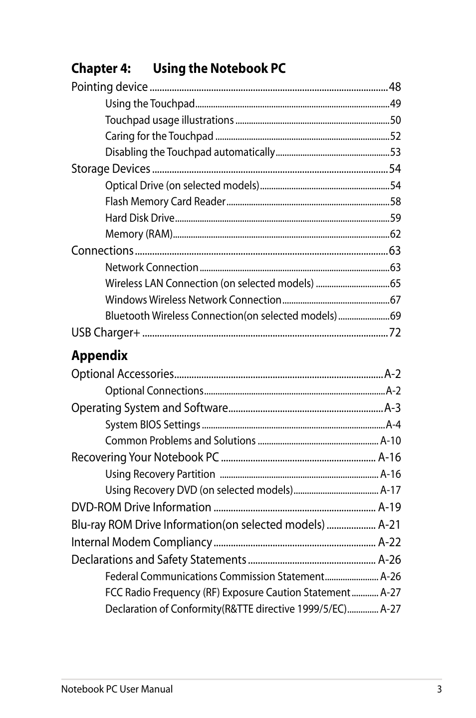 Asus X75A User Manual | Page 3 / 116