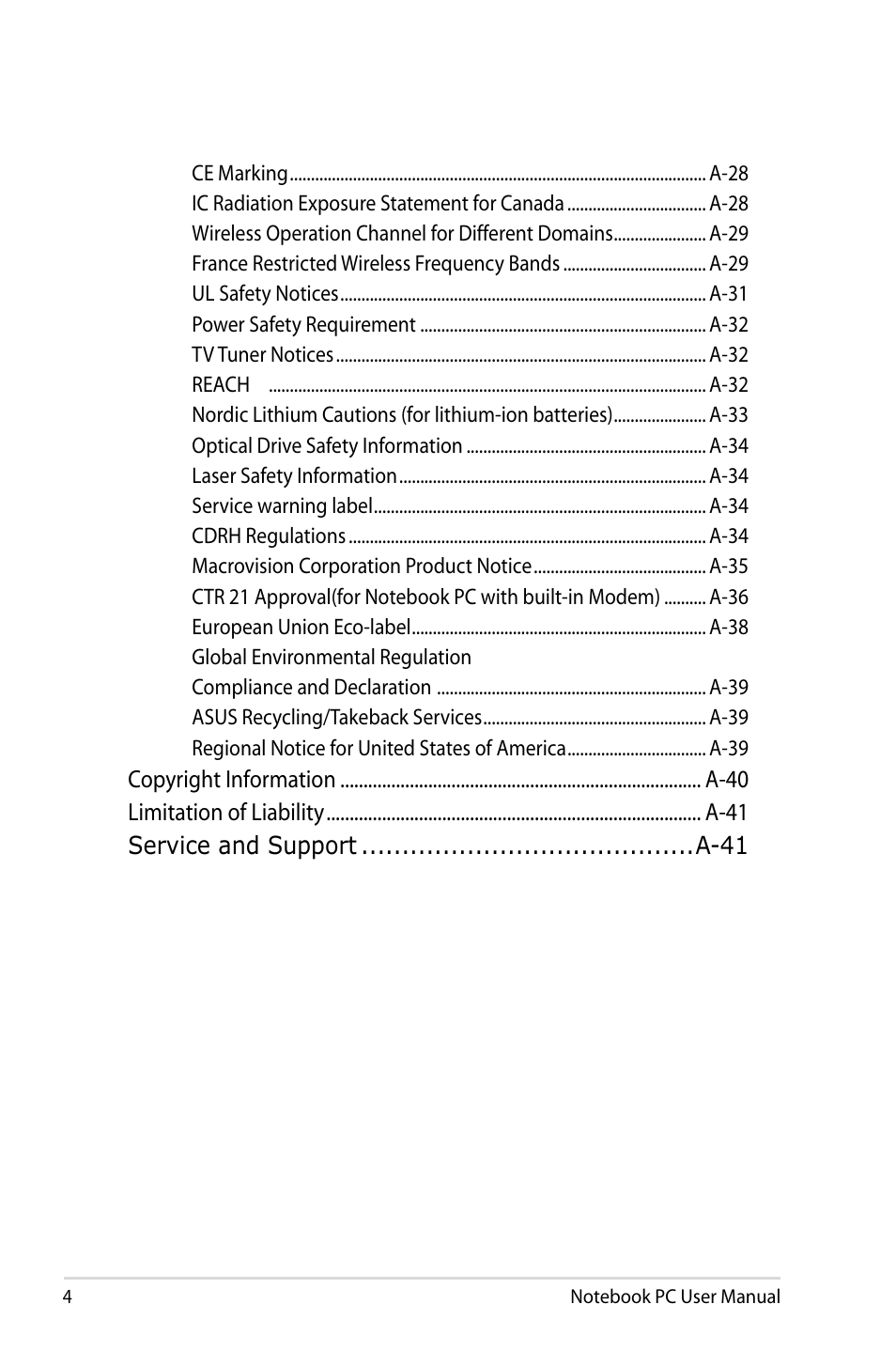 Asus X75A User Manual | Page 4 / 116