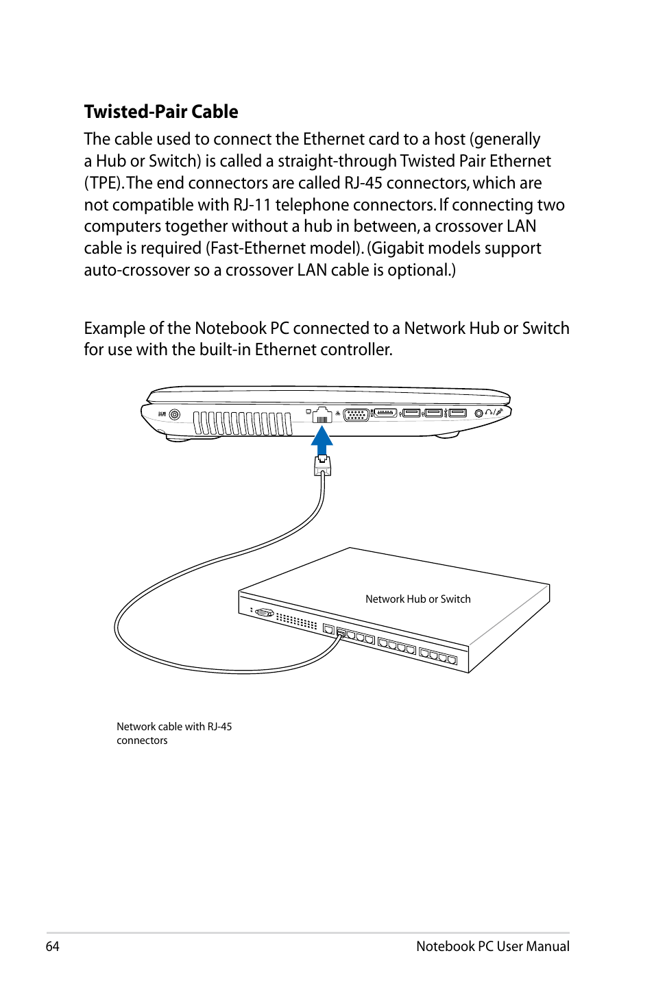 Twisted-pair cable | Asus X75A User Manual | Page 64 / 116