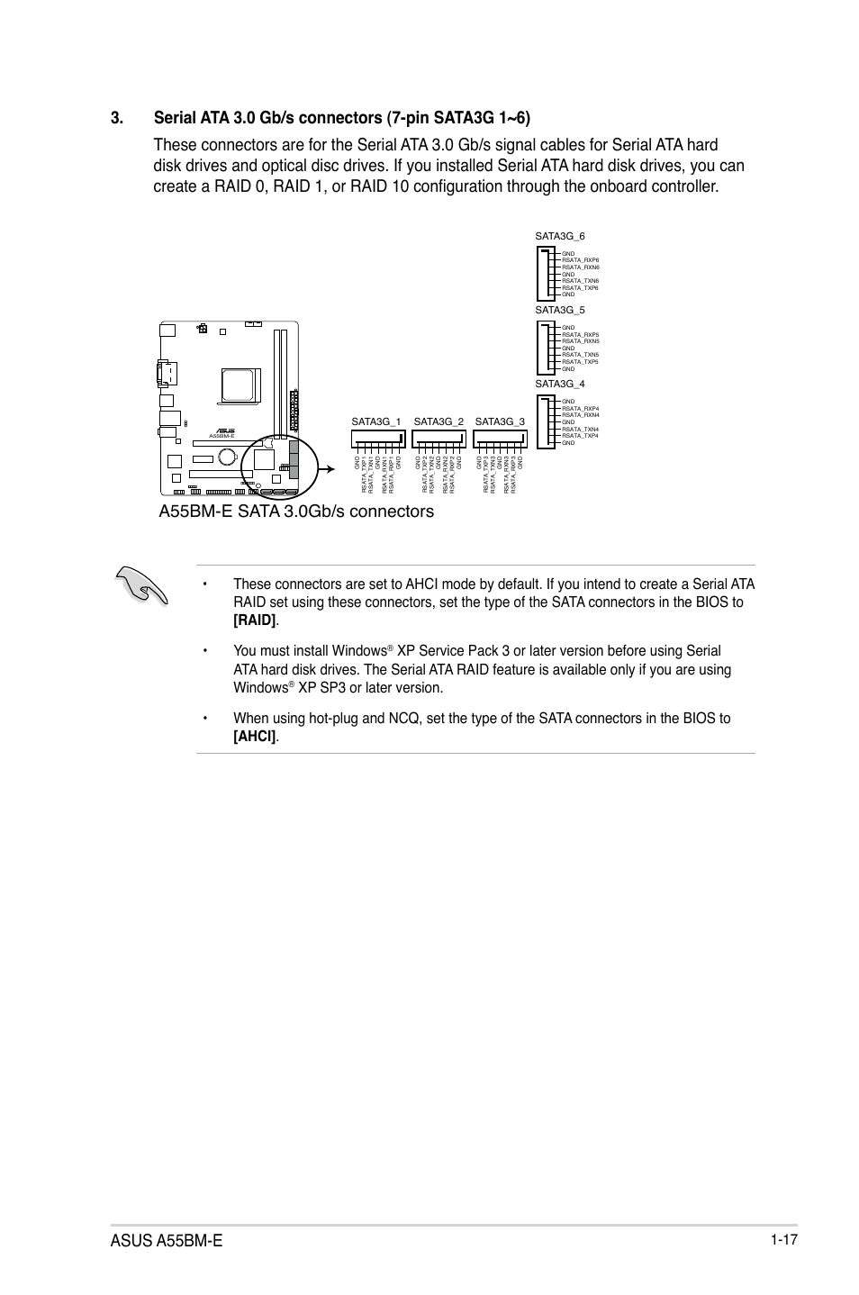 Asus a55bm-e, A55bm-e sata 3.0gb/s connectors | Asus A55BM-E/BR User Manual | Page 25 / 49