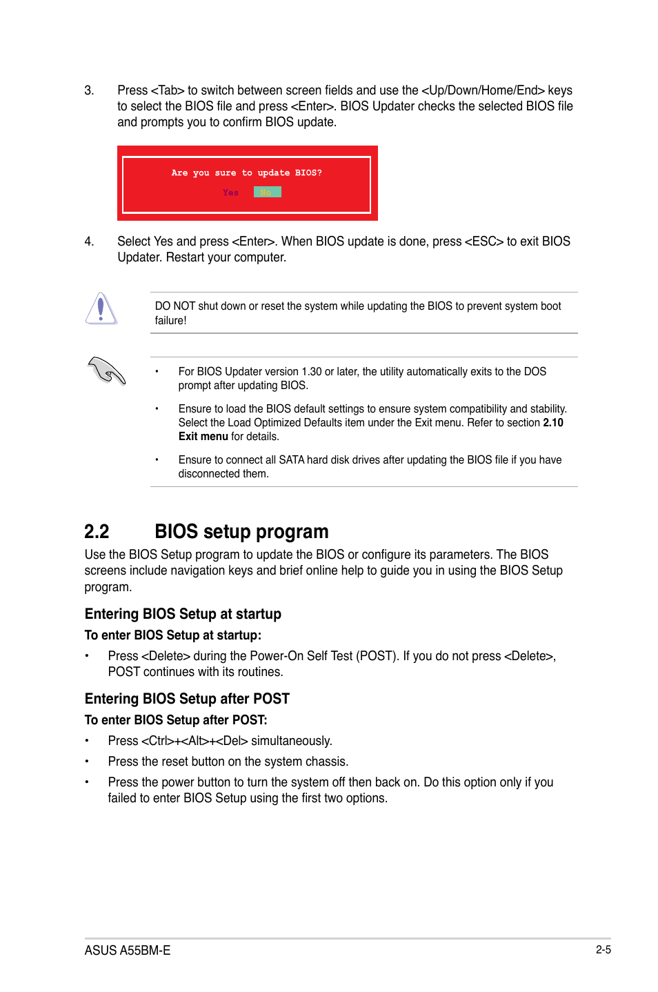 2 bios setup program | Asus A55BM-E/BR User Manual | Page 35 / 49