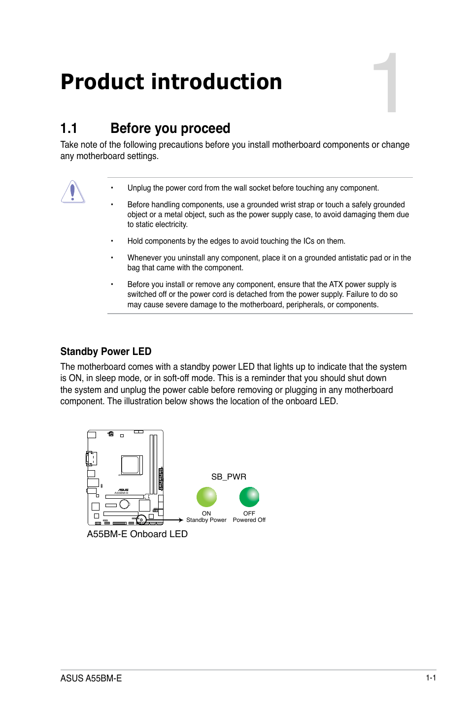 Product introduction, 1 before you proceed | Asus A55BM-E/BR User Manual | Page 9 / 49