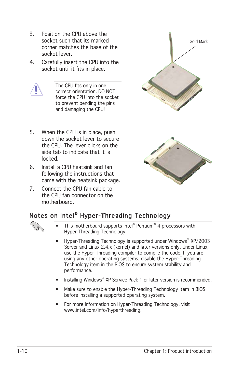 Hyper-threading technology | Asus P4RD1-MX User Manual | Page 22 / 82