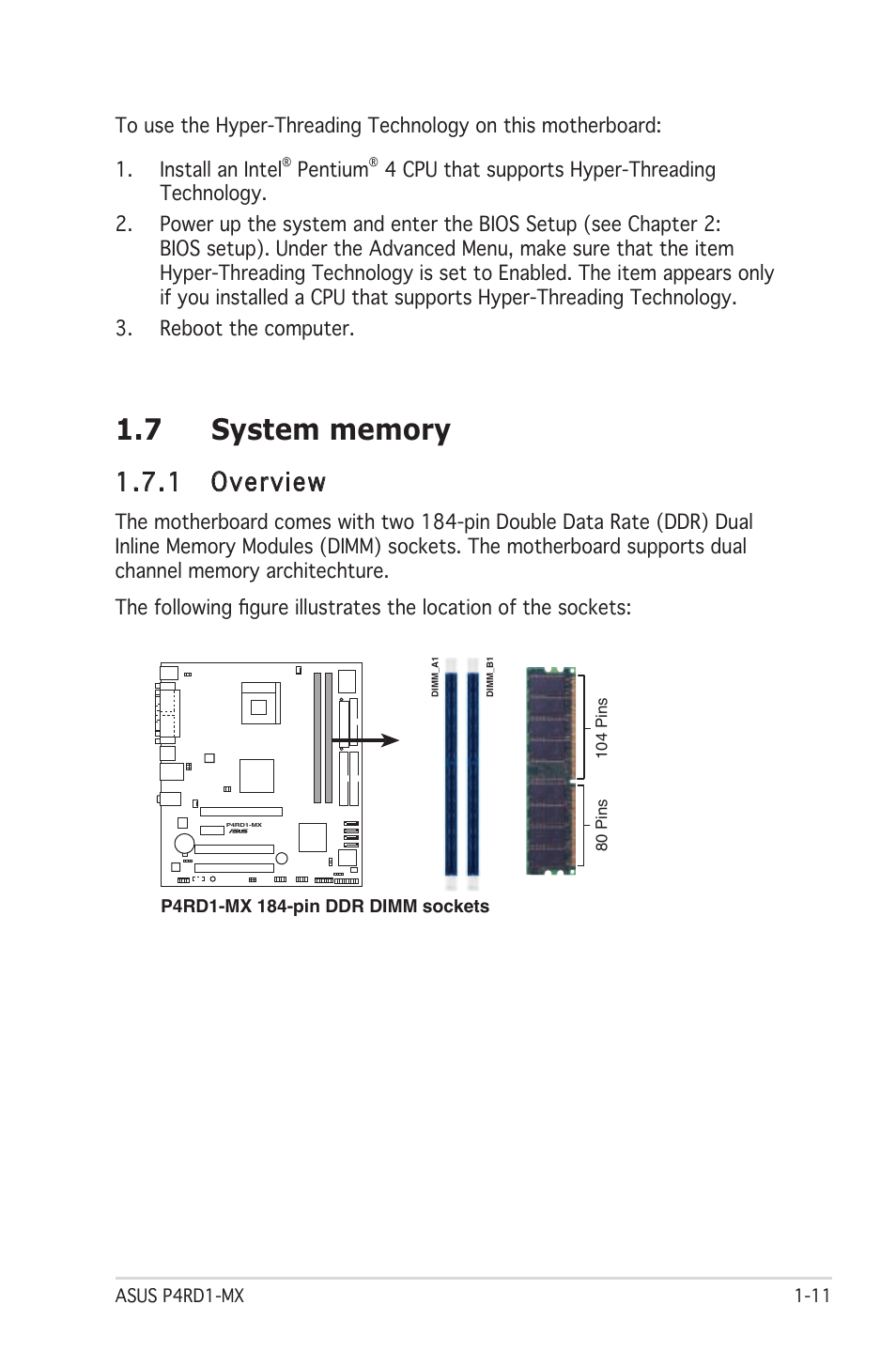 1 overview | Asus P4RD1-MX User Manual | Page 23 / 82