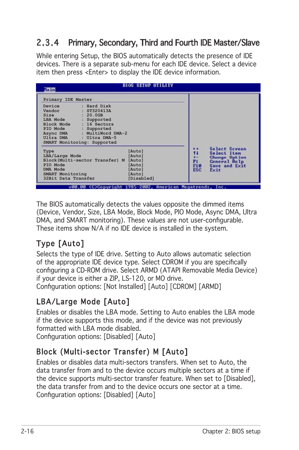 Type [auto, Lba/large mode [auto, Block (multi-sector transfer) m [auto | Asus P4RD1-MX User Manual | Page 56 / 82