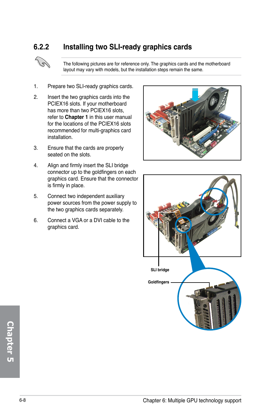 2 installing two sli-ready graphics cards, Installing two sli-ready graphics cards -8, Chapter 5 | Asus Z87-WS User Manual | Page 174 / 186