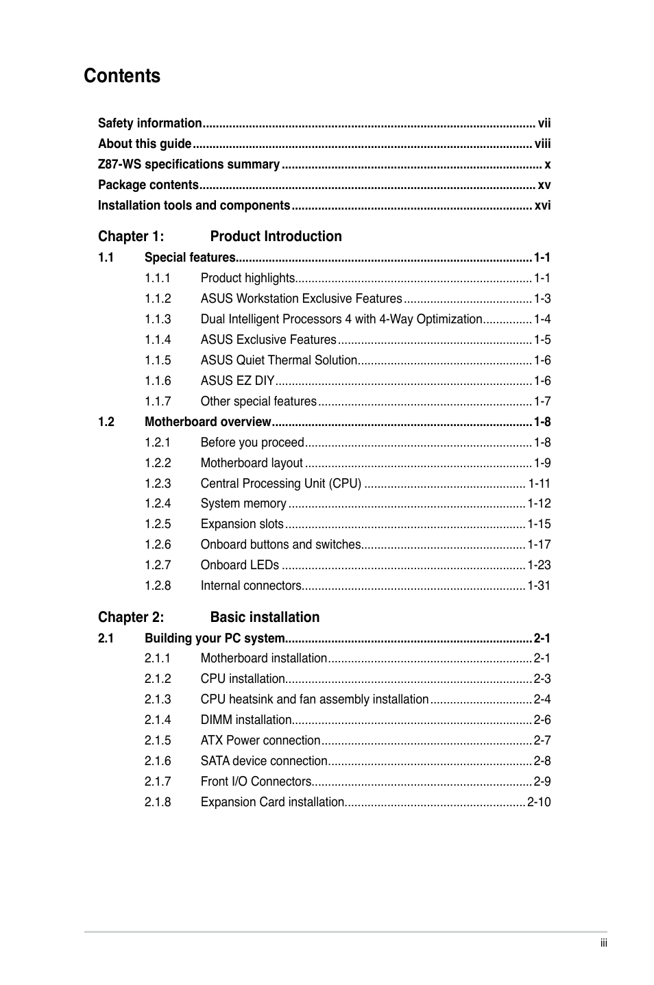 Asus Z87-WS User Manual | Page 3 / 186