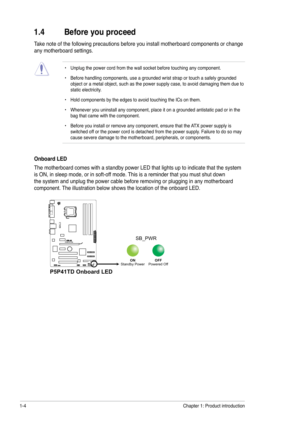 4 before you proceed, Before you proceed -4 | Asus P5P41TD User Manual | Page 14 / 58