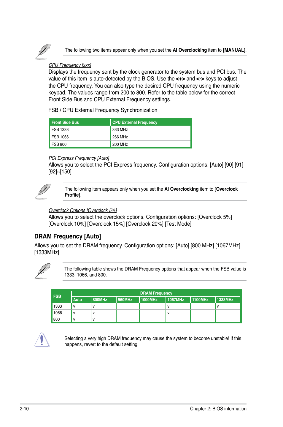 Dram frequency [auto | Asus P5P41TD User Manual | Page 46 / 58