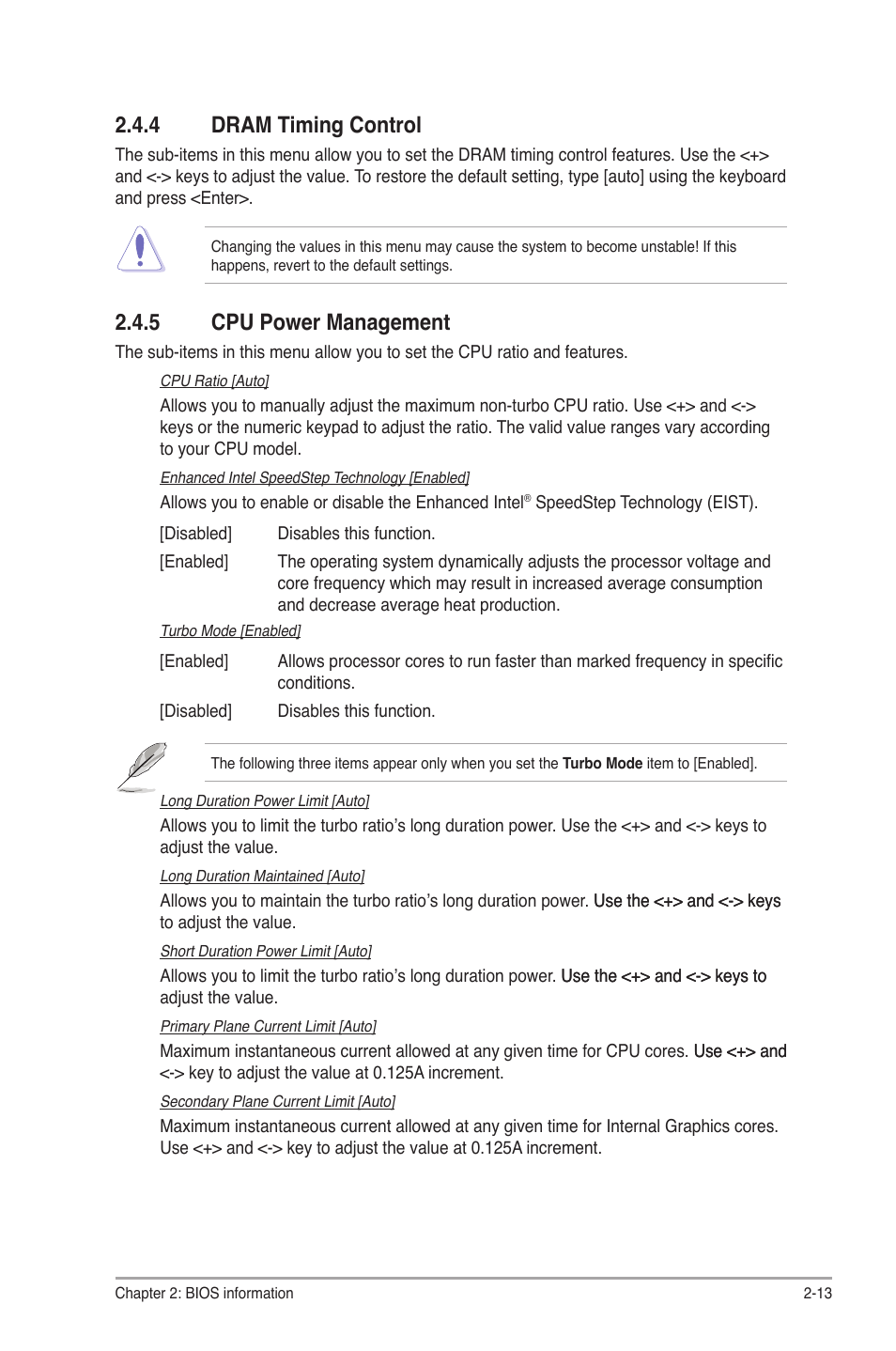 4 dram timing control, 5 cpu power management, Dram timing control -13 | Cpu power management -13 | Asus P8H61-M2/TPM/SI R2.0 User Manual | Page 51 / 70